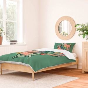 Deny Designs SunLee Wild Cheetahs Duvet Cover Bedding Set Green - 1 of 4