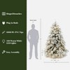 LuxenHome 6.5Ft Pre-Lit Mixed Snowy Branches Artificial Christmas Tree with Metal Stand Green - 3 of 4