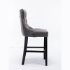 Lyngins Modern Velvet Bar Stools Set of 2, Upholstered Counter Height Bar Stools with Button Tufted & Wooden Legs, Leisure Bar Chairs, Counter Stools - 3 of 4