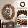 BEAUTYPEAK 20" Round Sunflower Wall Mirror, Boho Decorative Wood Frame, Vanity or Bathroom Wall Mirror for Living Room, Entryway, Bedroom - 3 of 4