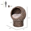 Sapphtopaz Elevated Cat Bed with Soft Cushion Wicker Egg-Shaped Cat House with Stand 2-Position Design Indoor Cat Bed for Cats Under 8 lbs - 4 of 4
