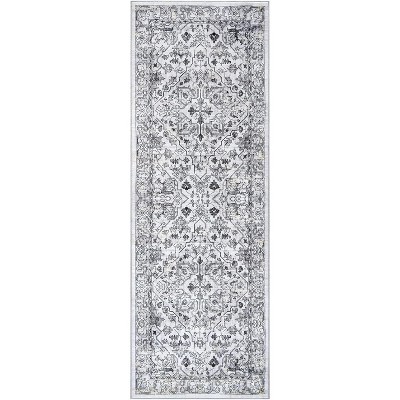 Entryway Runner Rug, Washable Vintage Low Pile Stain-Resistant, Non-Slip Soft Thin Carpet for Kitchen, Bedroom, Bathroom