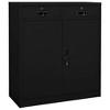 vidaXL Filing Cabinet Storage Metal Cabinet with Shelves for Home Office Steel - Black Without planter box - 2 of 4