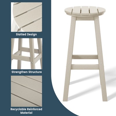 Teak 29" HDPE Outdoor Patio Backless Bar Stool