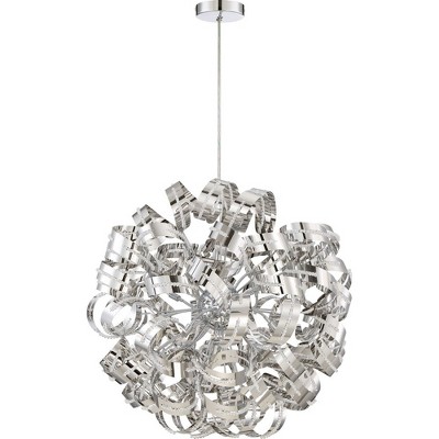 Polished Chrome Globe Pendant with Crystal Incandescence