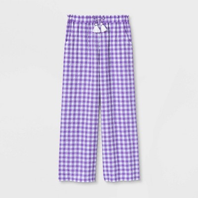 purple gingham pants