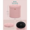 Round Storage Ottoman with Removable Lid, 18.1 Inch Folding Footrest Stool with Velvet Cover - 4 of 4