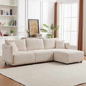 106" Modular Corduroy L-Shaped Sectional Sofas with 2 Cushions, USB & C Charging Ports ¨C Modern Minimalist Living Room & Bedroom Sofa - 1 of 4
