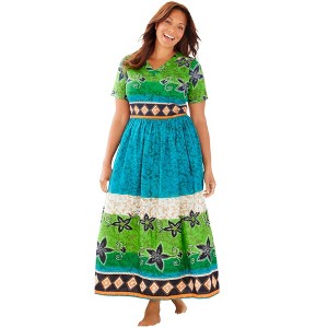 Only Necessities Plus Size Long Crinkle Cotton Lounger - 1 of 4