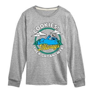 Boys' - Sesame Street - Cookies Always The Right Answer Long Sleeve Graphic T-Shirt - 1 of 3