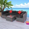 Mshliw 5-Piece PE Rattan Sectional Outdoor Furniture Set, Cushioned U-Sofa with 2 Pillows, Wicker & Cushions for Patio, Backyard, or Balcony - 3 of 4