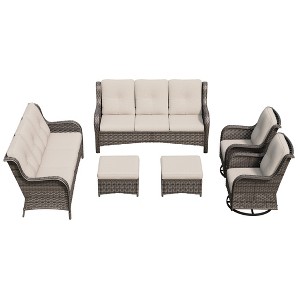 UPTION 6-Piece Wicker Patio Conversation Set Rattan Seating Set - 1 of 4