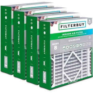 Filterbuy 21x24.5x5 Air Filter (4-Pack), Pleated MERV 8 Dust Defense Replacement HVAC AC Furnace Air Filters Replacement for Rheem, Ruud, & Protech - 1 of 4