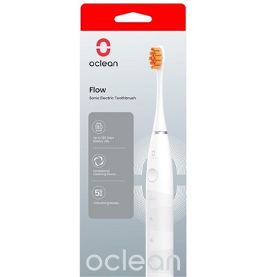 Oclean Flow Electric Toothbrush for Adults,180 Days Battery Life, 5 Modes, IPX7 Waterproof-White