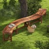 Tangkula 2PCS Patio Curved Bench for 2-3 People Outdoor Loveseat for Backyard Garden - 2 of 4