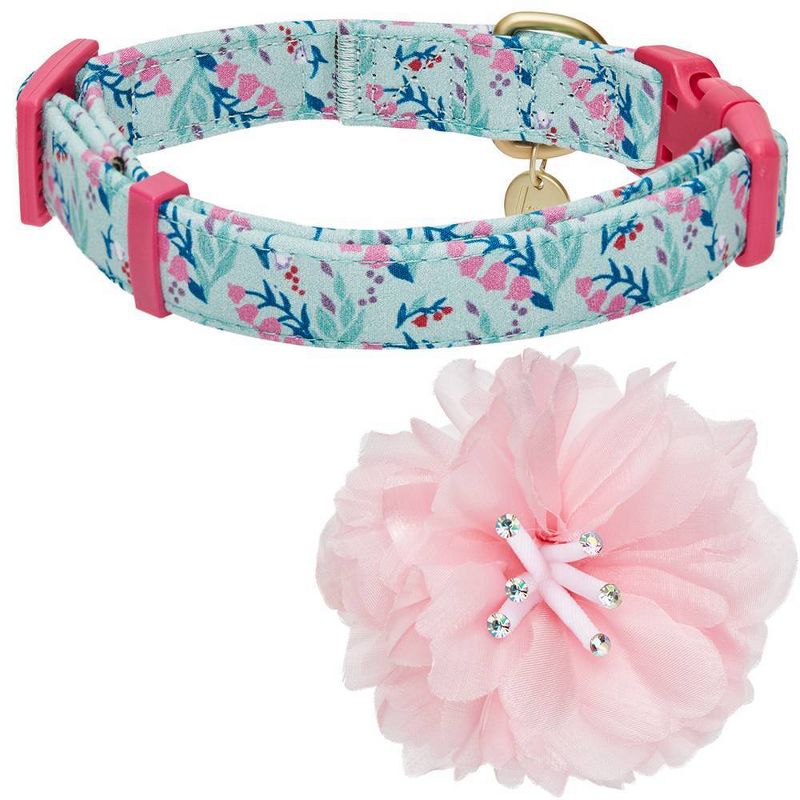 Blueberry Pet Floral Power Designer Dog Collar with Detachable Pink Peony, 3 of 6