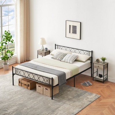 Whizmax Metal Platform Bed Frame with Iron-Art Sweet Heart Headborad & Footboard, No Box Spring Needed, Black