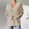 Coolmee Womens Knit Sweaters Fall Winter V Neck Long Sleeve Pullover Casual Loose Tops - 4 of 4
