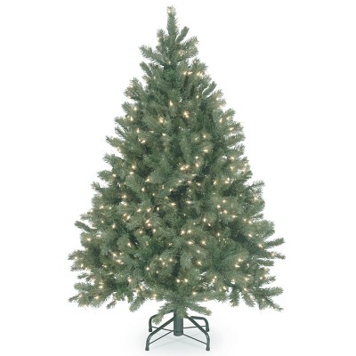 National Tree Company Pre-Lit 'Feel Real' Artificial Full Downswept Christmas Tree, Green, Douglas Blue Fir, White Lights, Includes Stand, 4.5ft