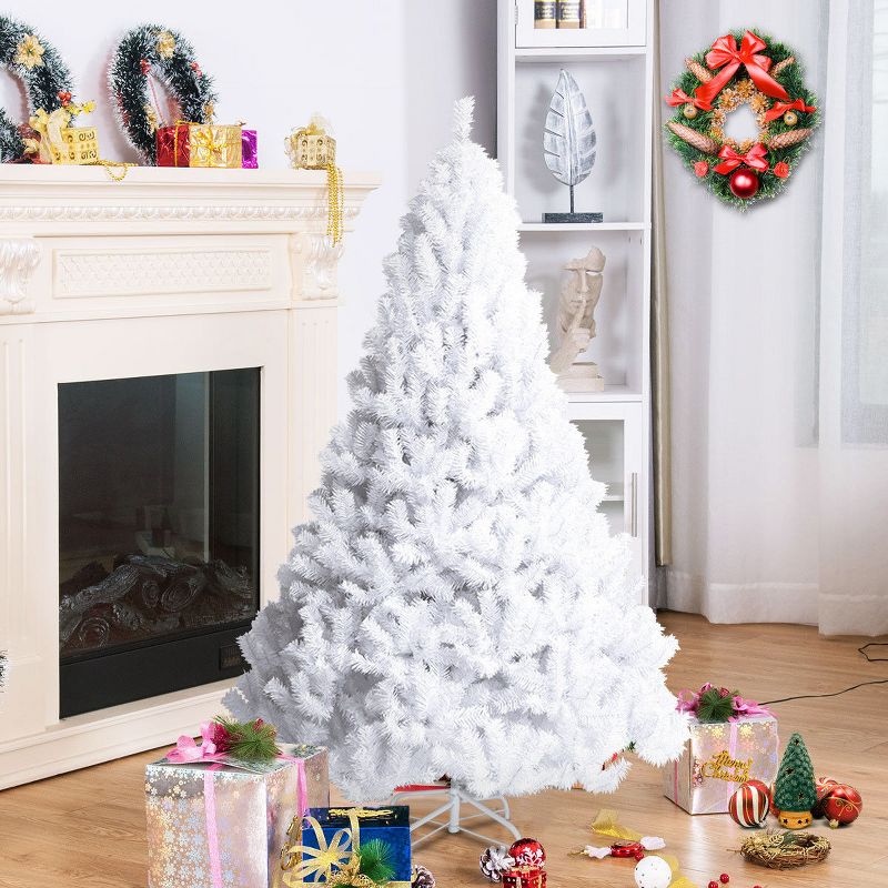 Costway 5Ft Christmas Tree Artificial PVC W/Stand Indoor Outdoor Decoration White, 1 of 9