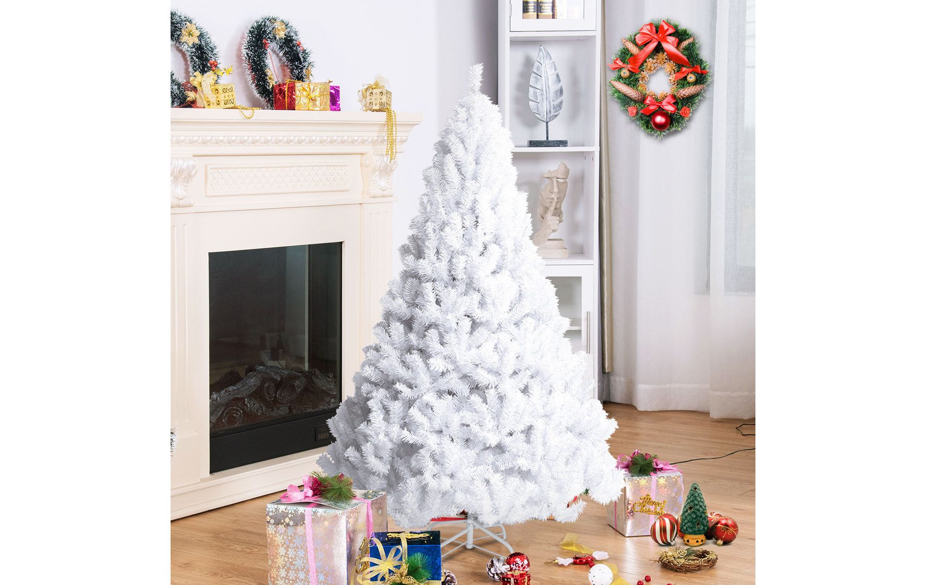 Costway Artificial 5Ft Christmas Tree Holiday Indoor Outdoor White