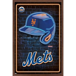 Trends International MLB New York Mets - Neon Helmet 23 Framed Wall Poster Prints - 1 of 4