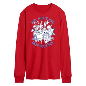 Men's - SpongeBob SquarePants - Red, White and Deep Blue Sea Long Sleeve Graphic T-Shirt - 1 of 3