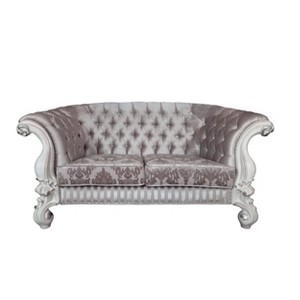 76" Versailles Sofa Ivory Fabric & Bone White Finish - Acme Furniture: Crescent, Nailhead Trim, Leather - 1 of 4