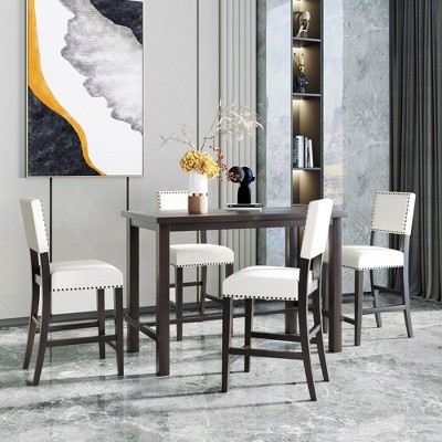 CENGHU 5-Piece Counter Height Dining Table Set for 4, Classic Elegant Kitchen Table and 4 Chairs, for Dining Room