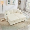 Convertible Sectional Sofas Corduroy Loveseat Sofa with Double Storage Ottomans, Adjustable Armrest Table with USB Port, Super Soft Chaise Lounge - 3 of 4