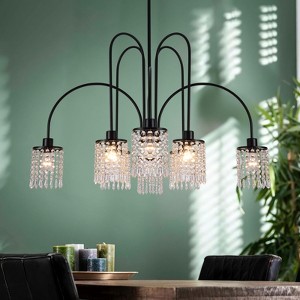Rennnsan Elowyn 39" W 8 - Light Beaded  Crystal Modern Glam Dimmable Chandelier in Black - 1 of 4