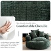 Efomao Round Ultra Soft Chenille Foam Bean Bag Chair - Oversized Comfy with Armrests & 3 Pillows - for Adults/Teens (Green) - 3 of 4