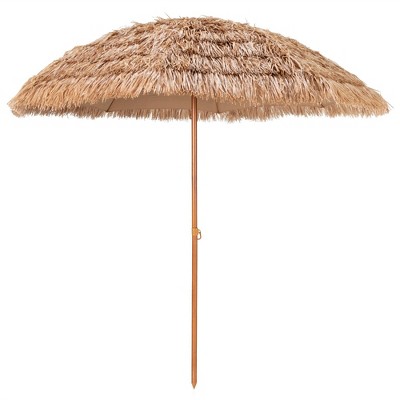 Tangkula 8 FT Hawaiian Style Outdoor Hula Umbrella Tropical Umbrella w/ Metal Ribs