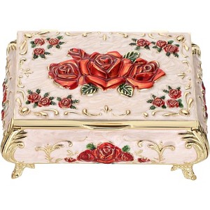 Vintage Metal Jewelry Box For Rings Earrings Necklace Treasure Chest Organizer - 1 of 4