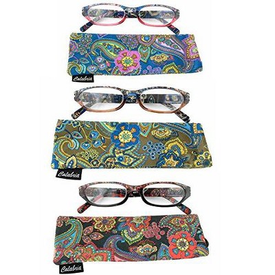Calabria 4377 Reading Glasses with Floral Designs & Matching Case