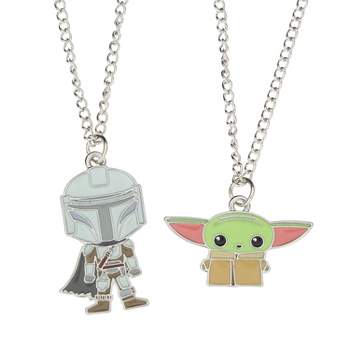 Star Wars The Mandalorian Mando And Grogu Baby Yoda Best Friends Necklace Set
