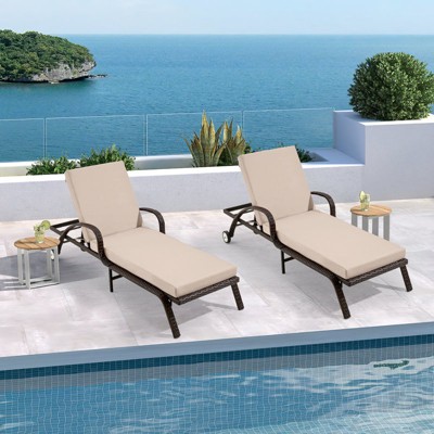 EROMMY Outdoor Chaise Lounge Chair Cushion(set of 2)
