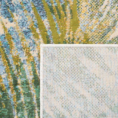 Lillian Blue and Green Floral Synthetic Area Rug