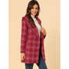 INSPIRE CHIC Women's Shawl Collar Check Belted Wrap Plaid Coat with Pockets - 4 of 4