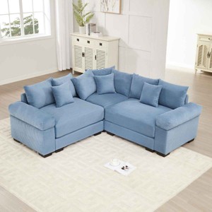 L-Shape Oversized Modular Sectional Sofa, Sofa with Armrests and 9 Throw Pillows, Upholstered Sofa with Corduroy Cushion-Cuddlewood - 1 of 4