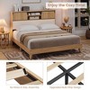 Jojoka King Size Rattan Bed Frame with Storage Shelf, Wood Platform Bed with Headboard and Sliding Door Shelf, Noise-Free, No Box Spring Needed - 4 of 4