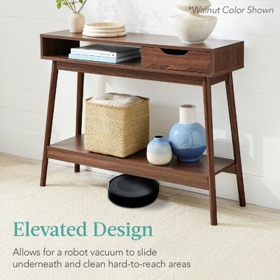 White Mid-Century Modern Console Table with Storage