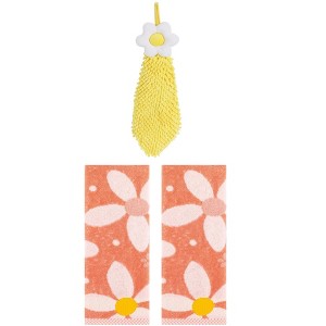 REGALWOVEN 3 Pcs Soft Absorbent Floral Pattern Bathroom Hand Towels - 1 of 4