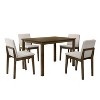Royal Hampton 5pc Dining Table Set, 4 Padded Chairs, Beige Burlap, Brown Wood - 2 of 4