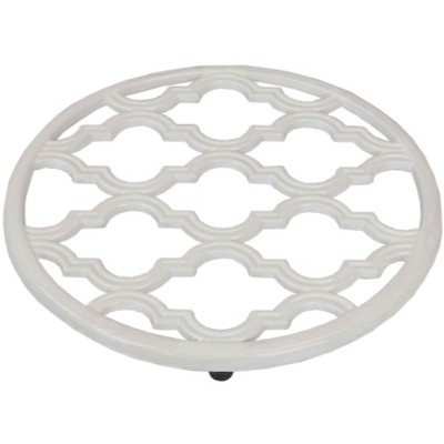 Home Basics Lattice Collection Cast Iron Trivet, White