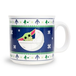 Silver Buffalo Star Wars: The Mandalorian Grogu Holiday Sweater Ceramic Camper Mug | 20 Ounces - 1 of 4