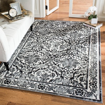 Ivory and Grey 8' x 10' Synthetic Stain-Resistant Area Rug