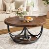 Lantine 2 Tiers Round Coffee Table, 35.4" Circle Cocktail Table with Storage Shelf, Industrial Center Tables for Living Room - 2 of 4