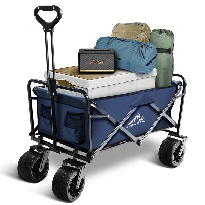 Bestier Compact Folding Cart: 22lbs Superlight Transformer | 90° Adjustable Handle | All-Terrain PVC Wheels-Blue