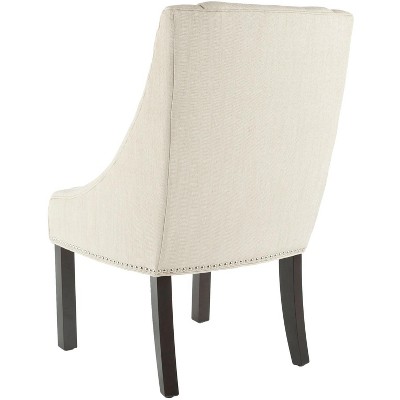 Morris Beige Linen Upholstered Dining Chairs with Birch Legs, Set of 2